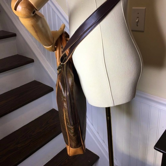 M ETRO MILANO Red Paisley Coated Canvas Vachetta Top Handle Briefcase Laptop Bag - Picture 4 of 17